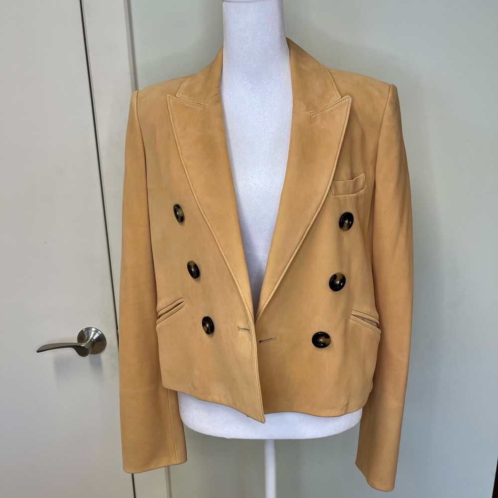 Veronica Beard Tan Double-Breasted Jacket